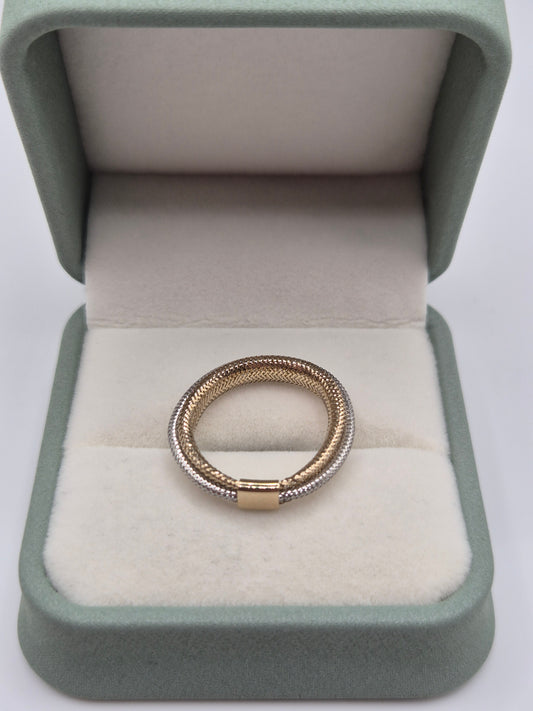 9ct teo tone gold mesh ring