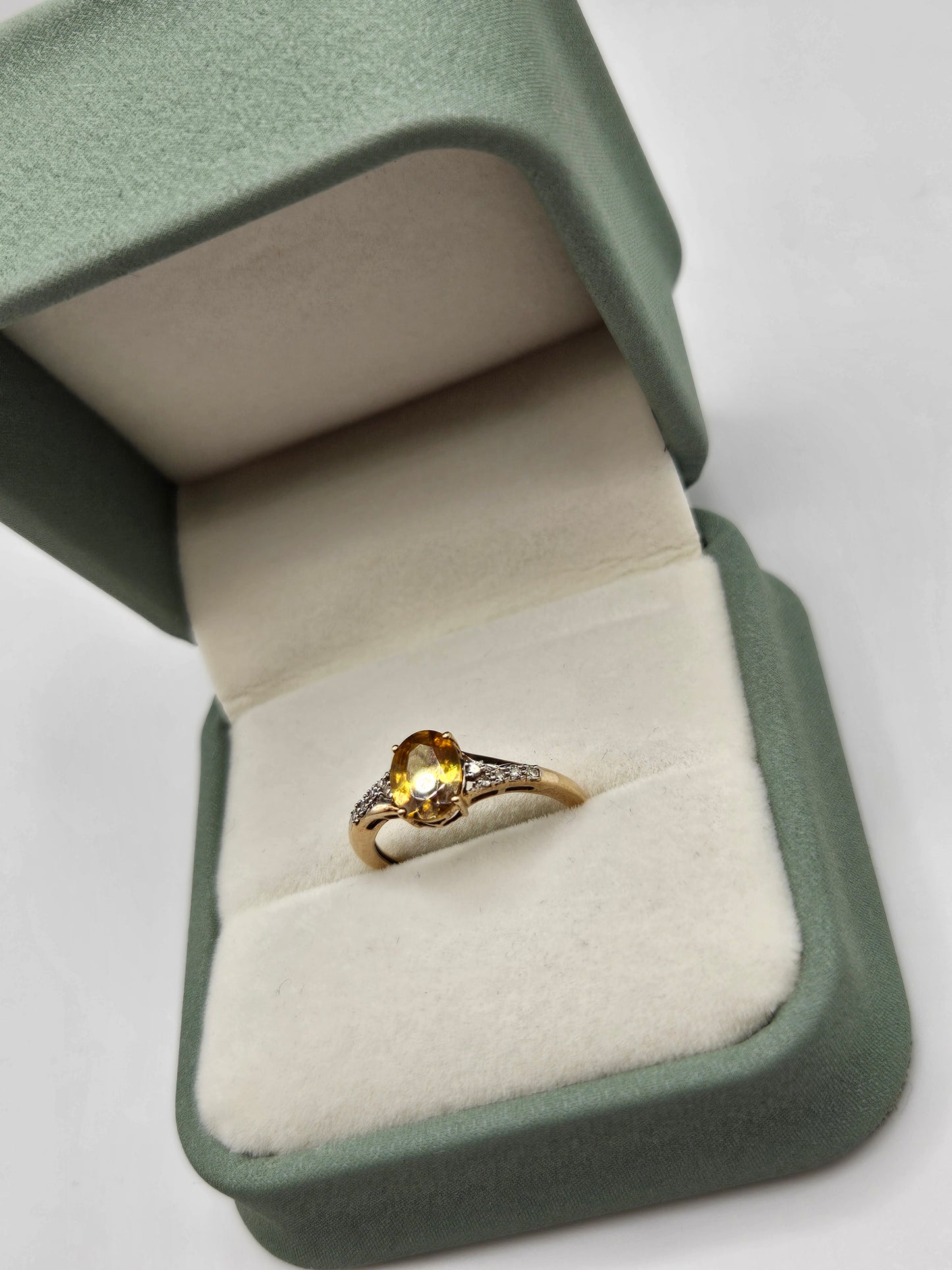 9ct gold citrine and diamond ring