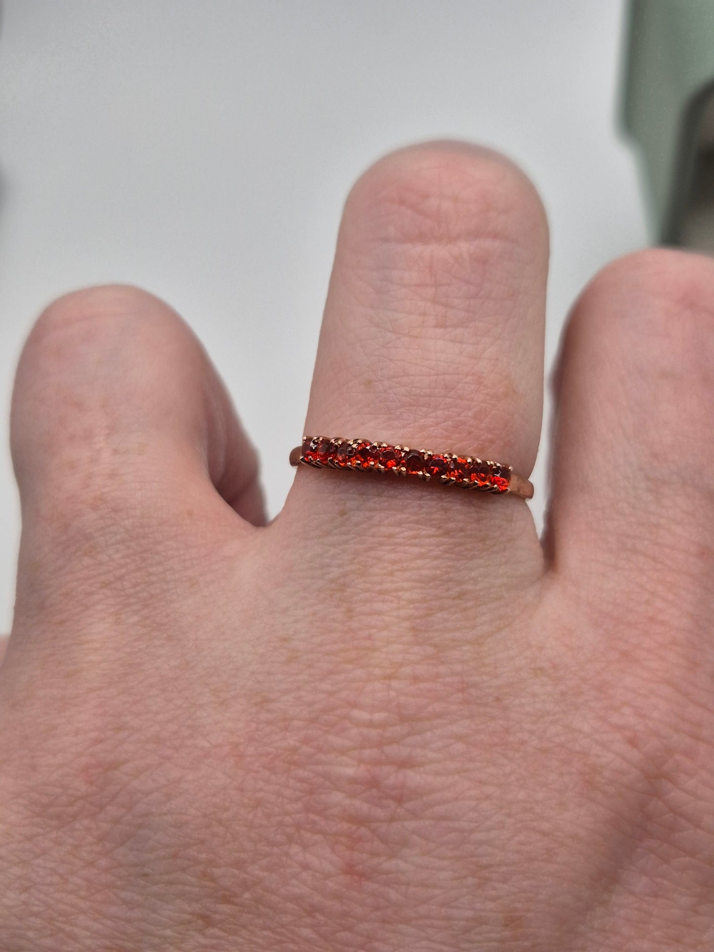 9ct rose gold orange sapphire ring
