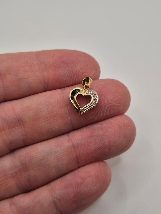 9ct gold sapphire and diamond heart pendant