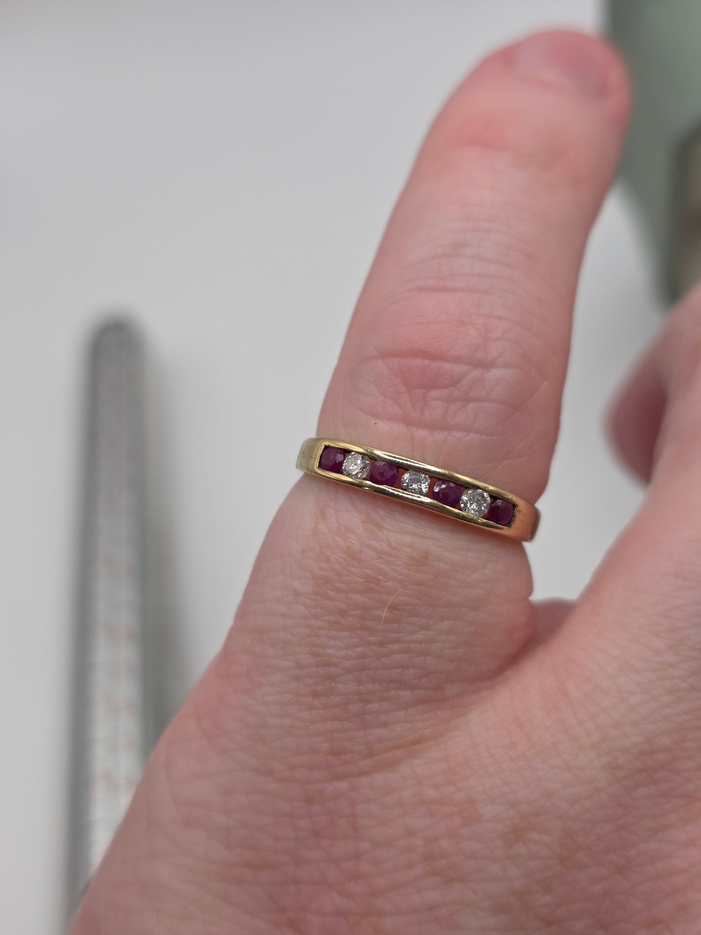 9ct gold ruby and cz ring