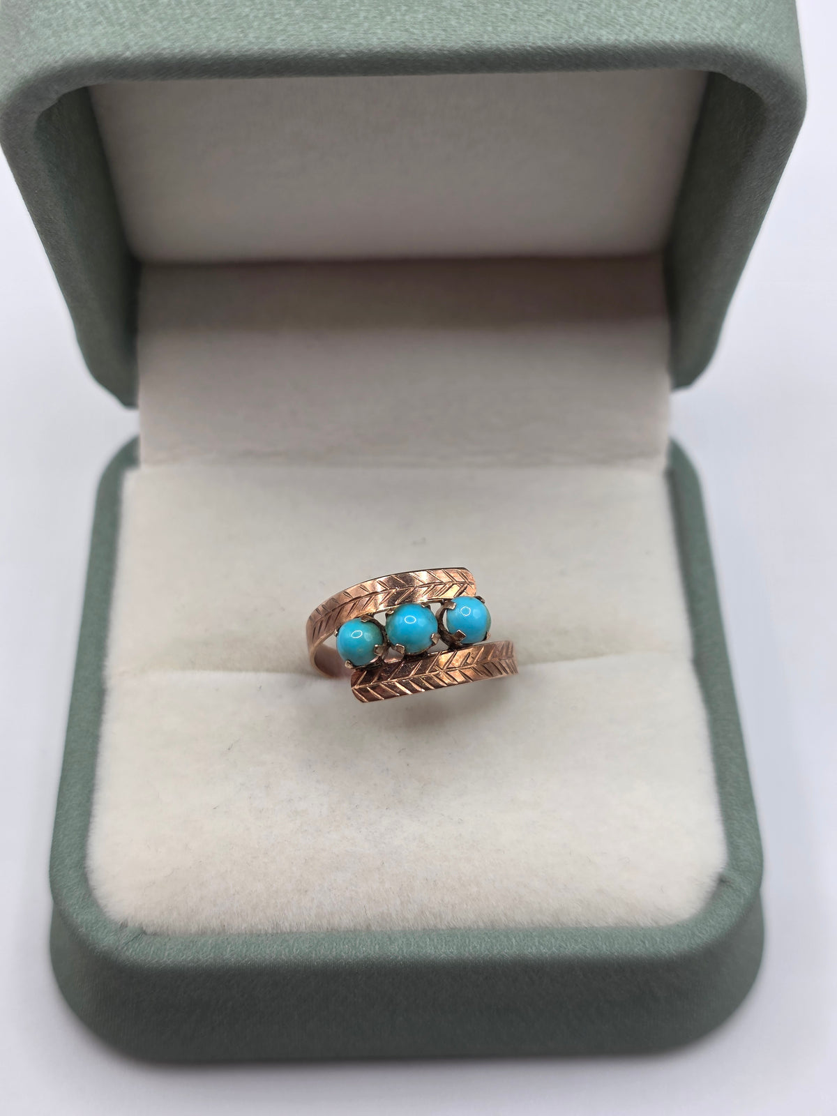 9ct rose gold turquoise ring