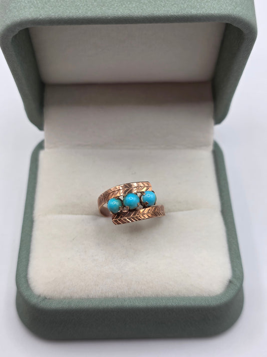 9ct rose gold turquoise ring