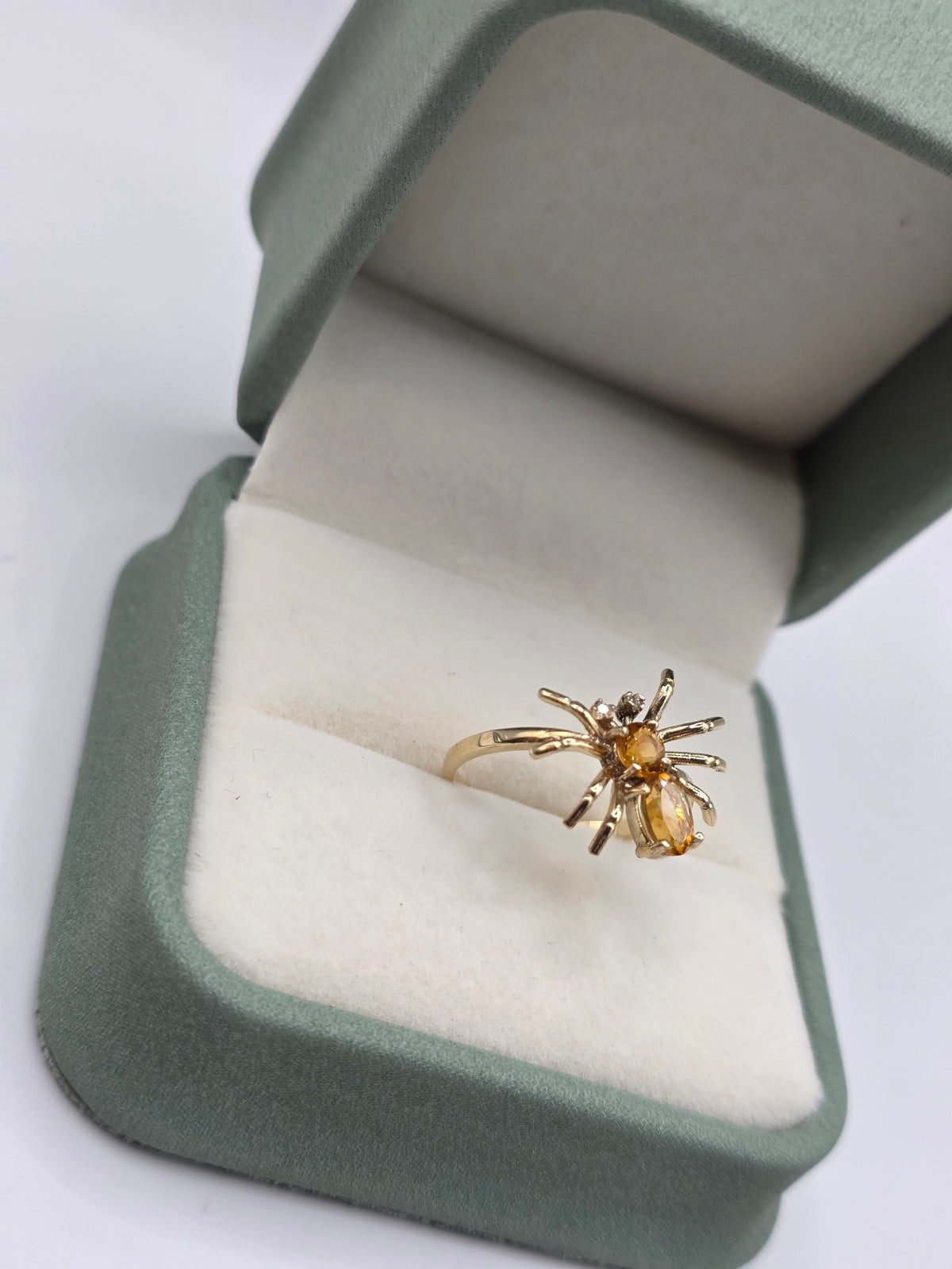 9ct gold citrine and diamond spider ring