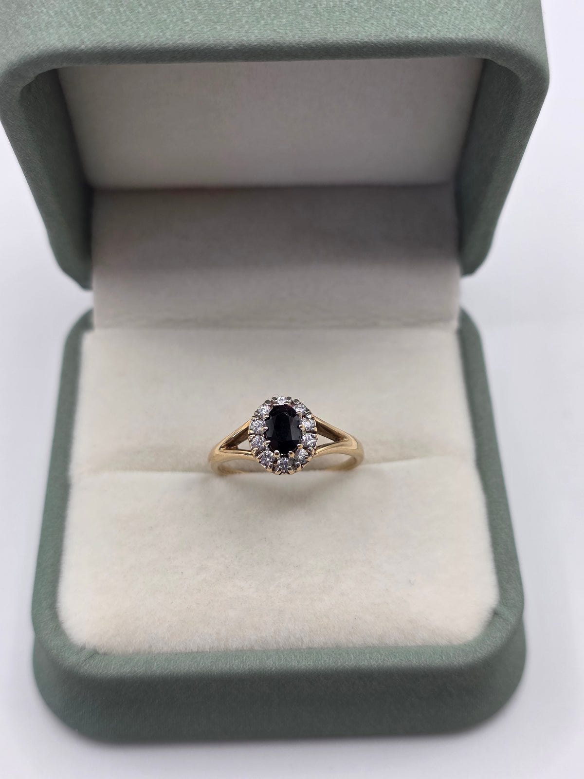 9ct gold sapphire and zircon ring