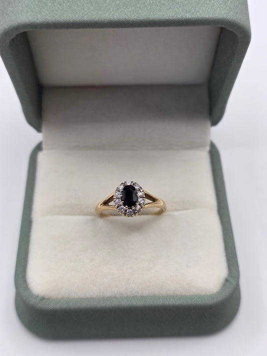9ct gold sapphire and zircon ring
