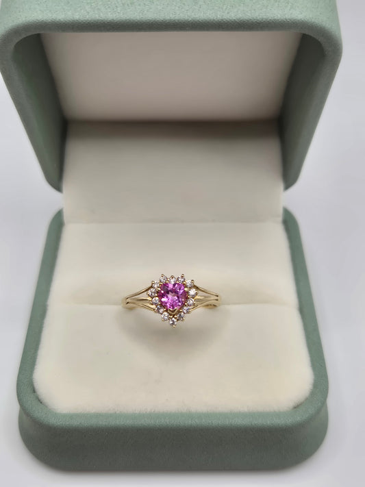 9ct gold cz heart ring