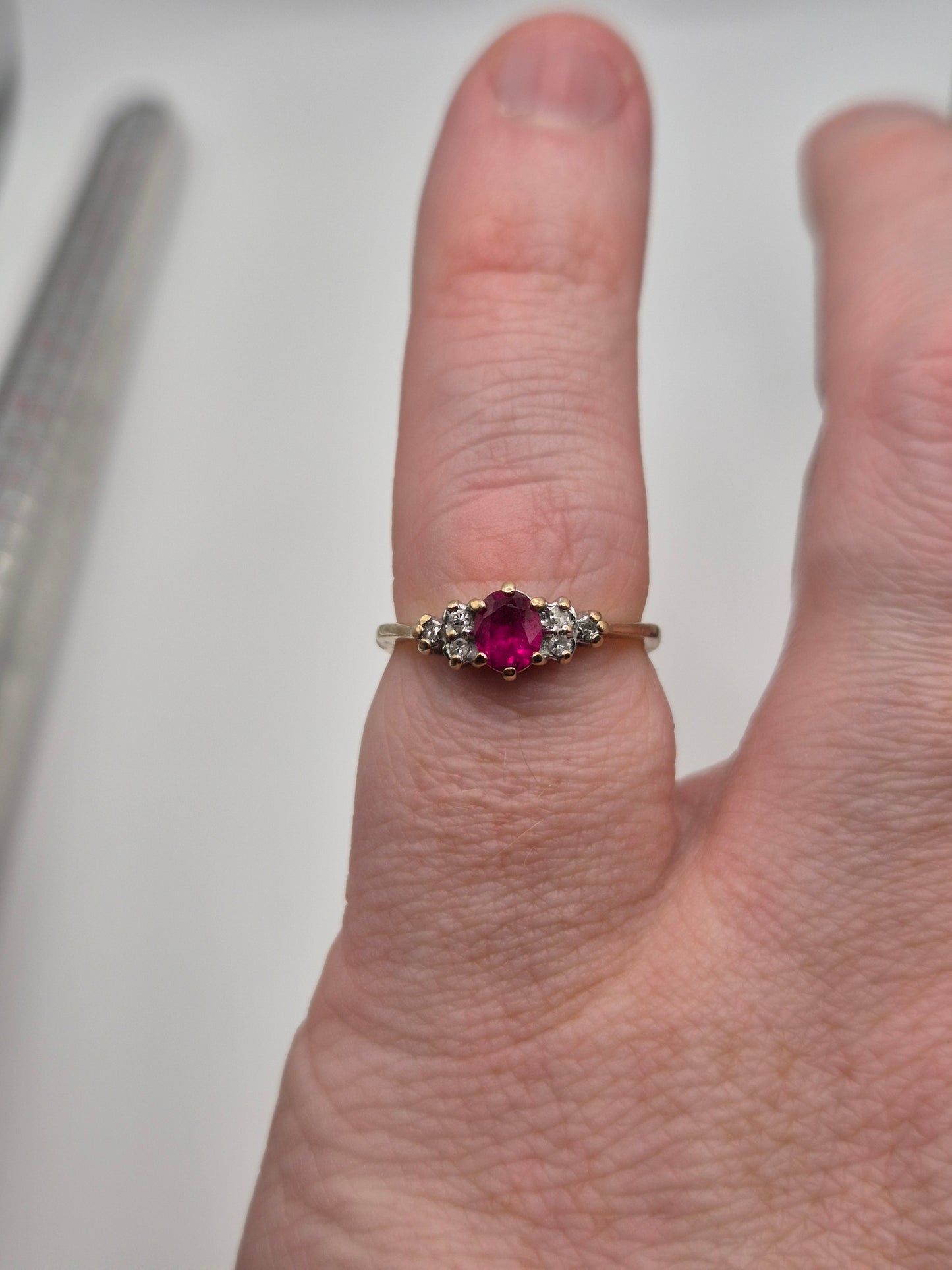 9ct gold ruby and diamond ring