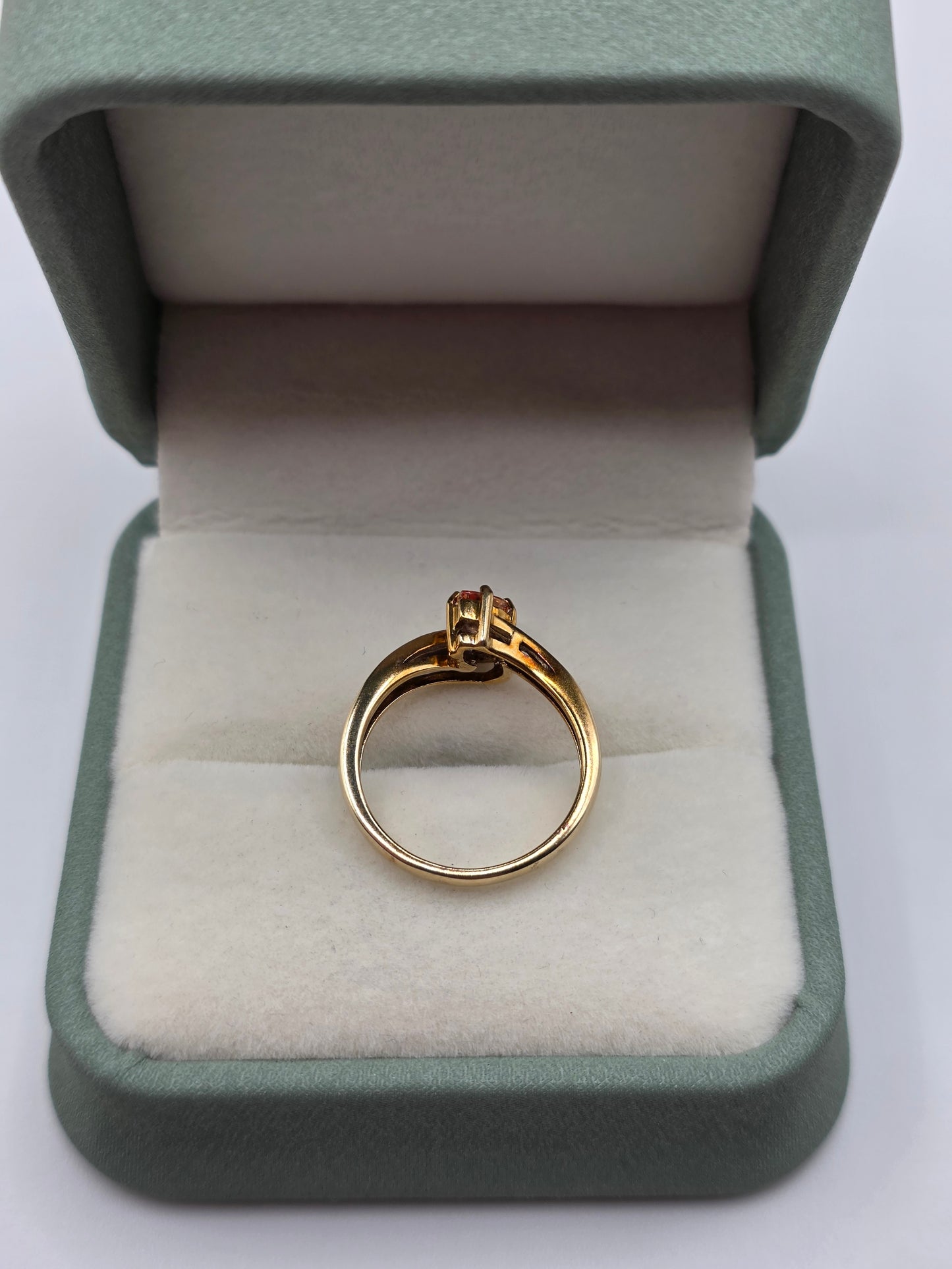 9ct gold orange sapphire and zircon ring