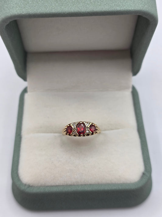 9ct gold tourmaline and diamond ring
