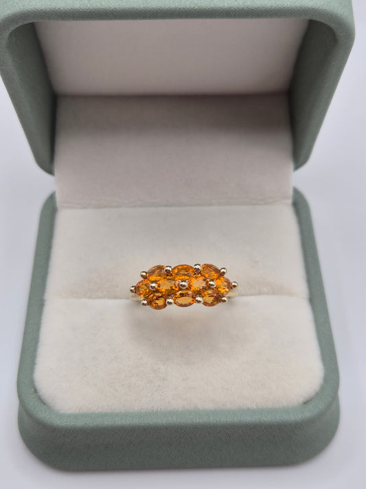 9ct gold citrine cluster ring