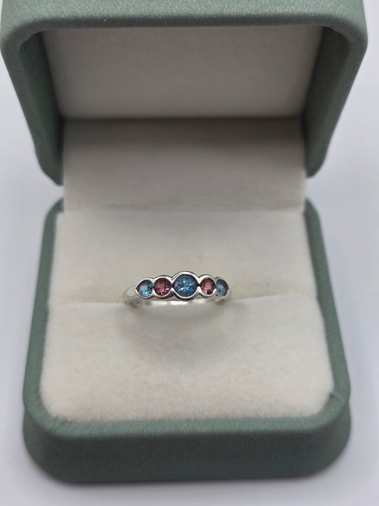 9ct white gold topaz and pink tourmaline ring