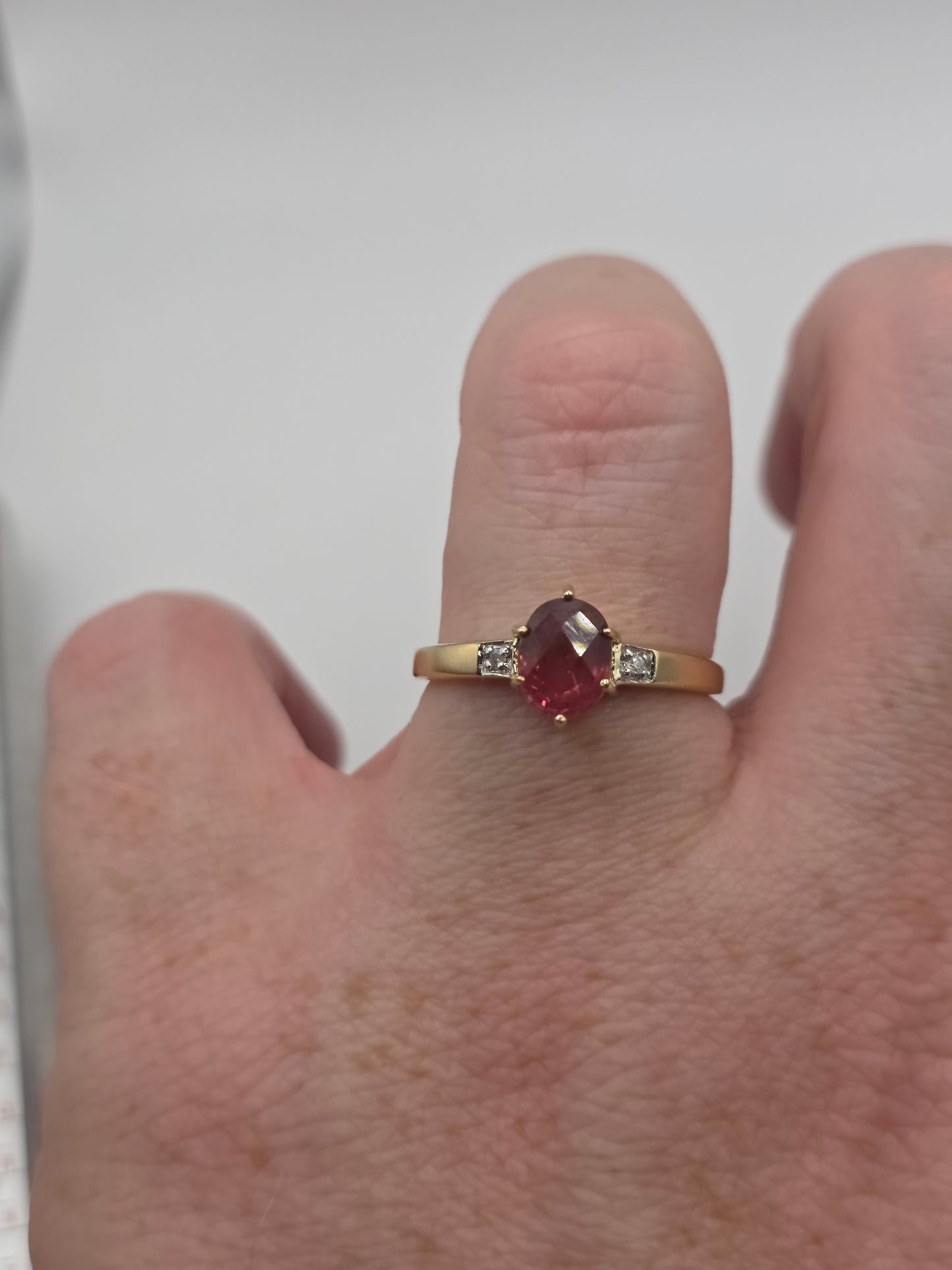 9ct gold tourmaline and diamond ring
