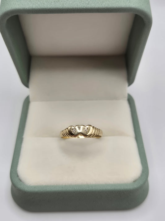9ct gold diamond double heart ring
