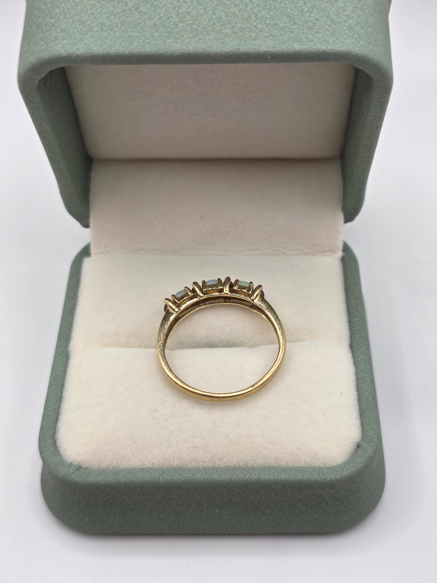 9ct gold opal and tourmaline ring