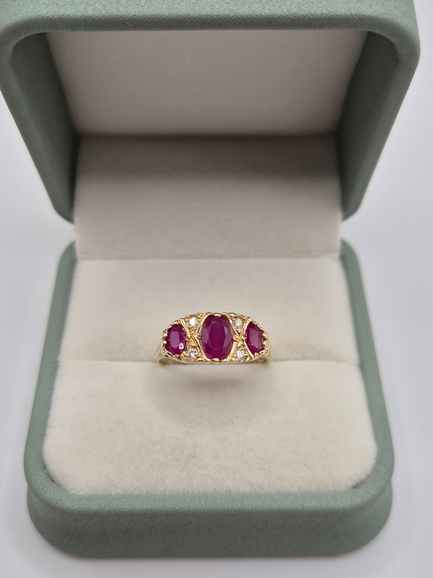 9ct gold ruby and diamond ring