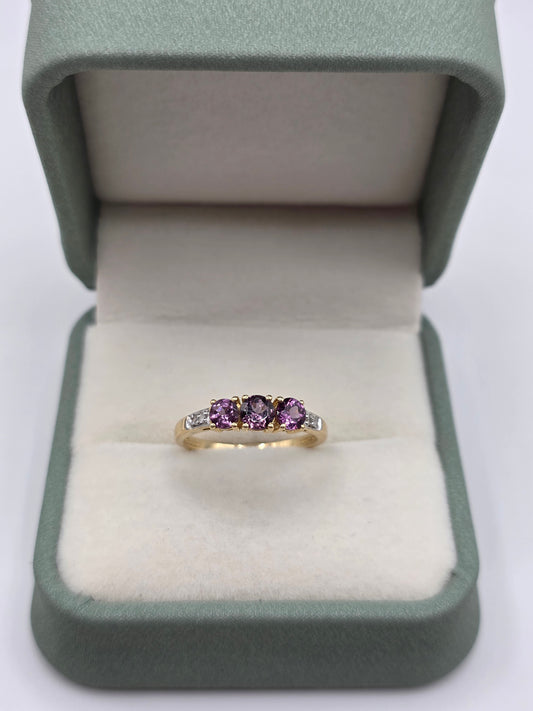 9ct gold tourmaline and diamond ring