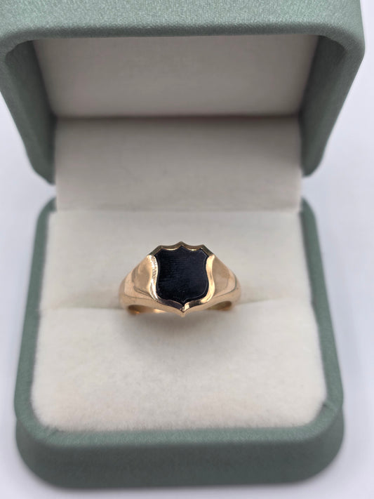 9ct gold onyx shield signet