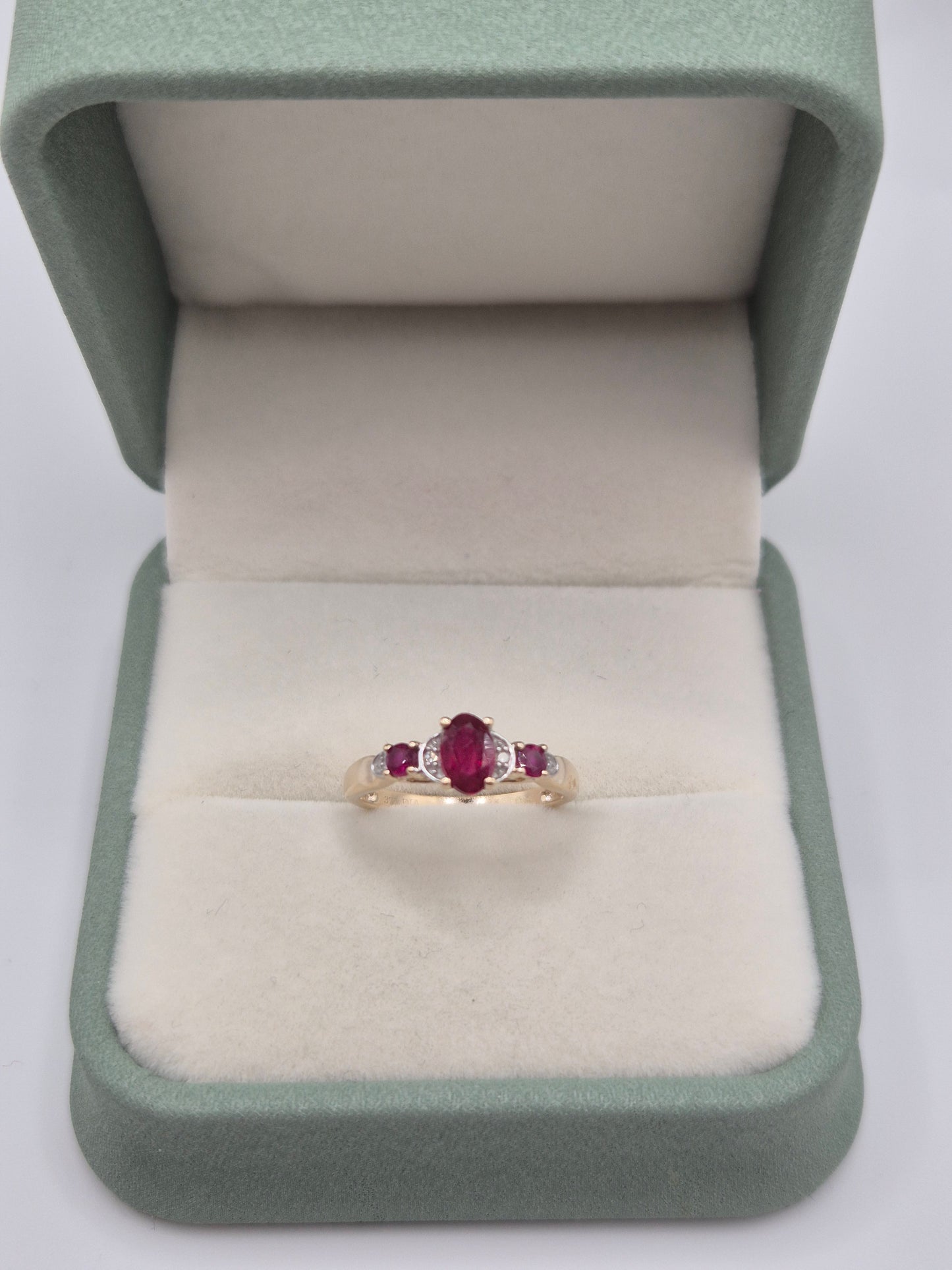 9ct gold ruby and diamond ring