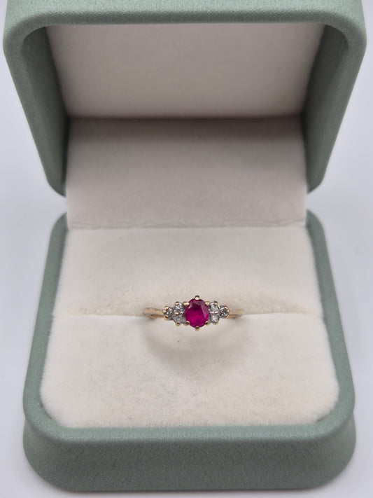 9ct gold ruby and diamond ring