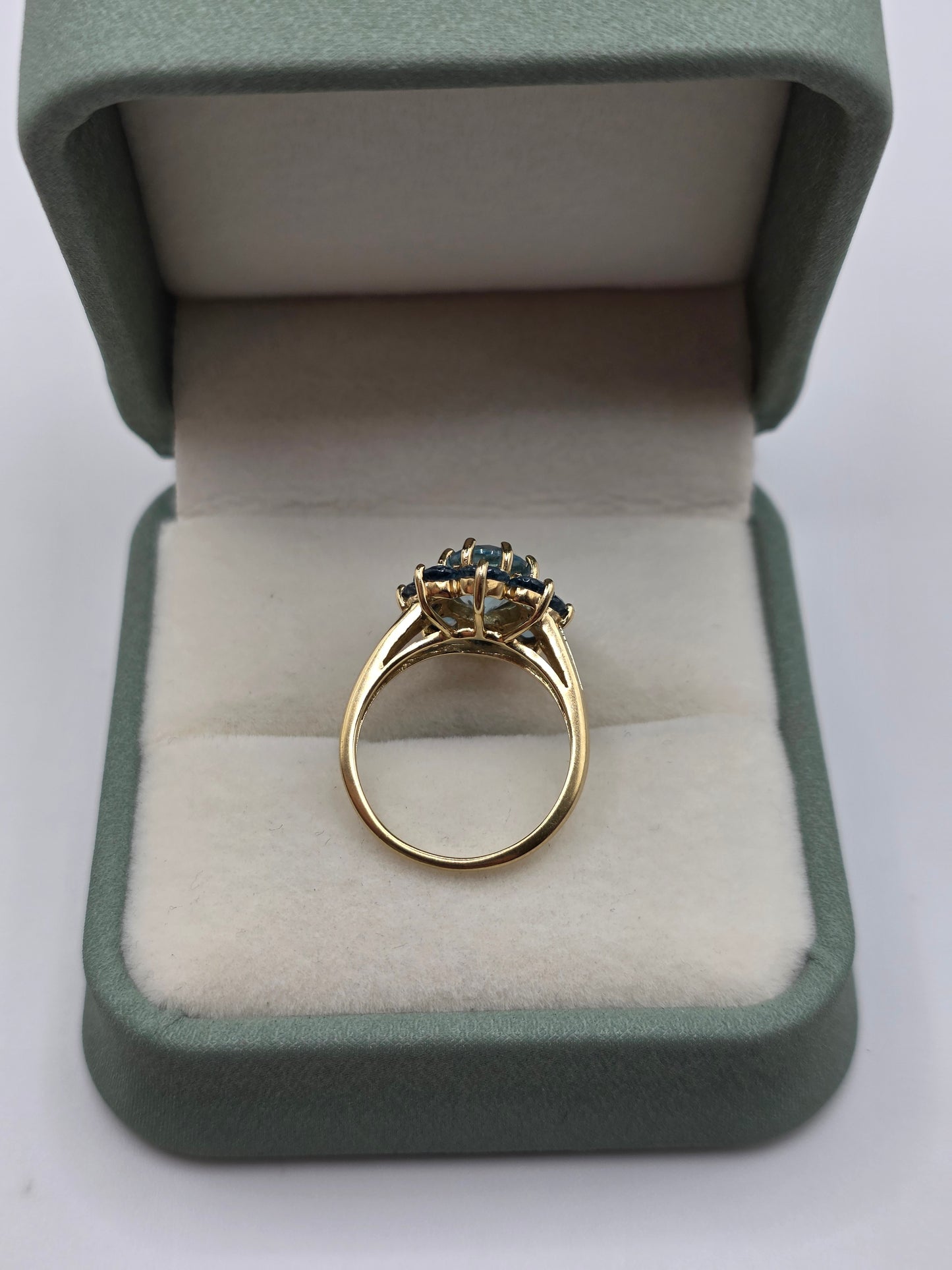 9ct gold aquamarine and topaz ring