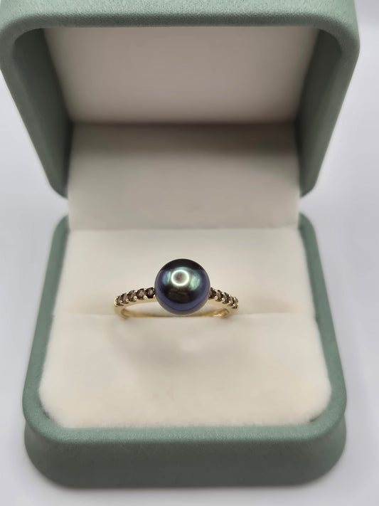 9ct gold pearl and quartz ring
