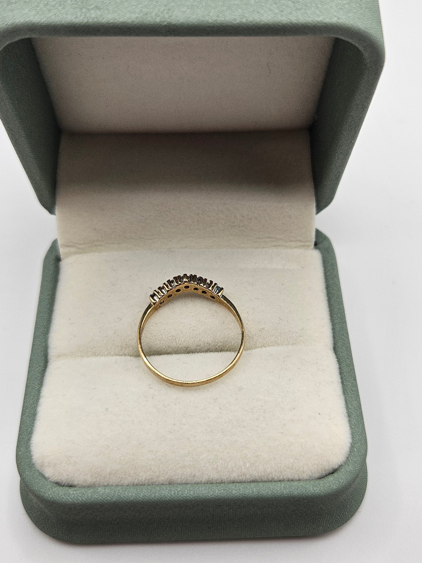 9ct gold topaz and cz wishbone ring