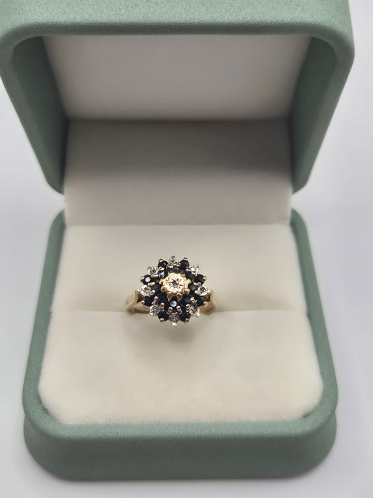 9ct gold sapphire and diamond ring