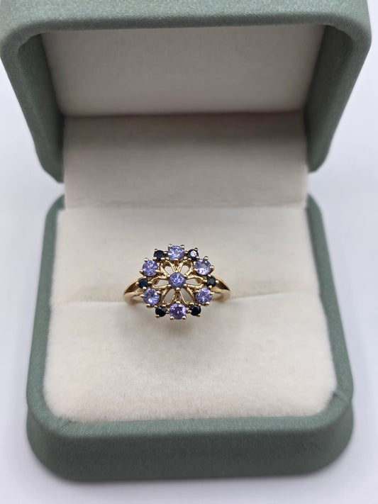 9ct gold sapphire and iolite ring