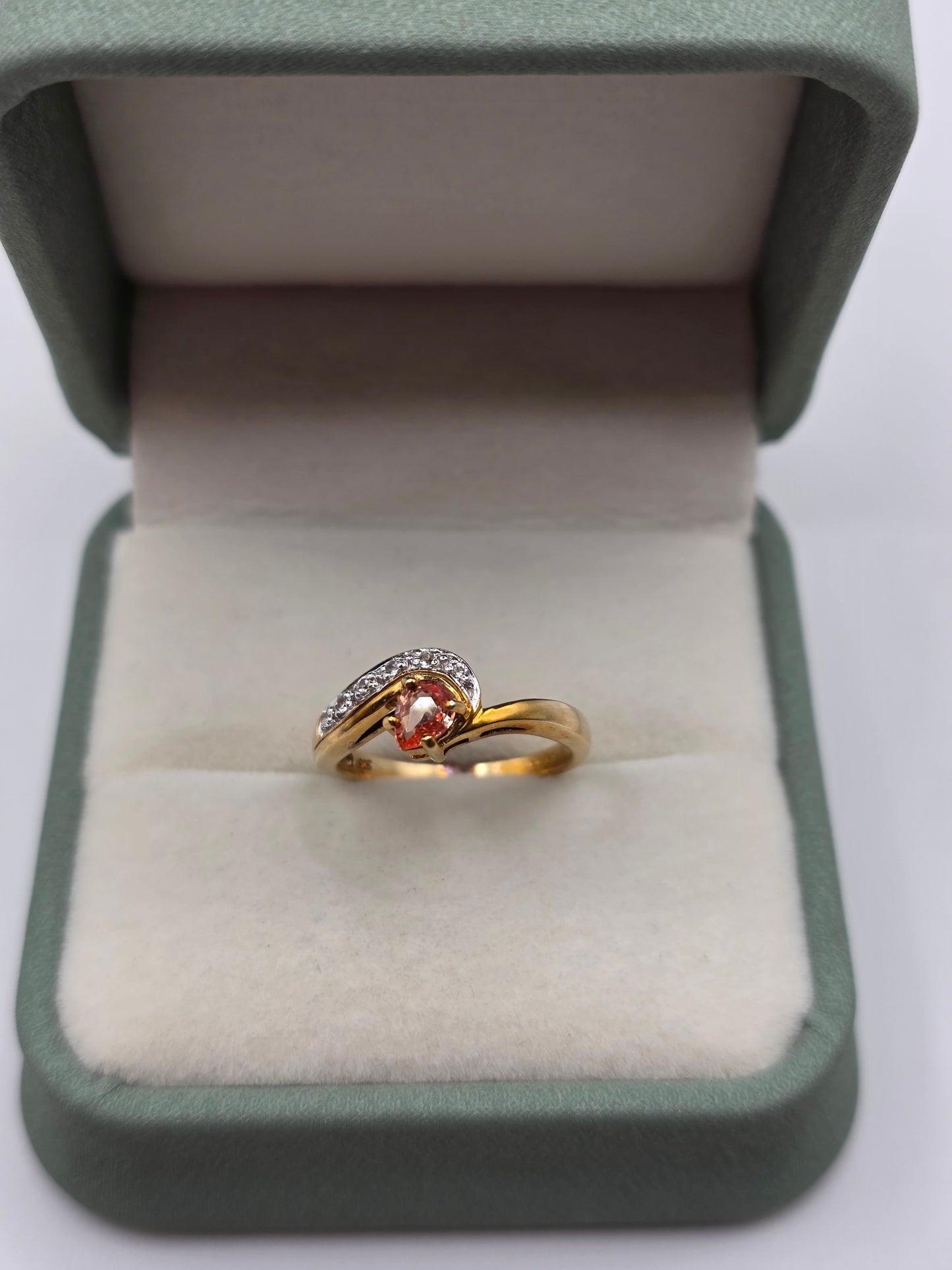 9ct gold orange sapphire and zircon ring