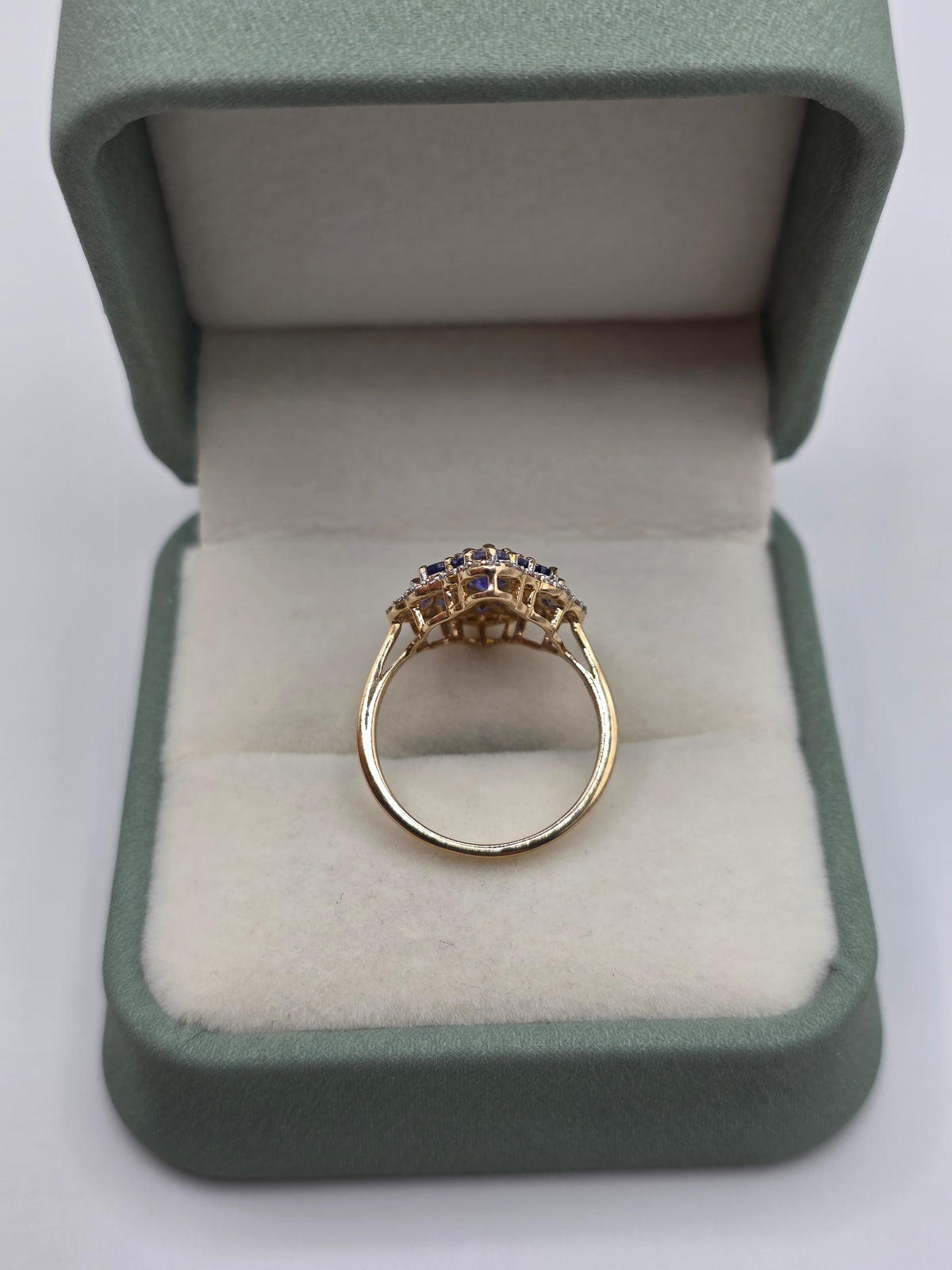 9ct gold tanzanite and zircon ring