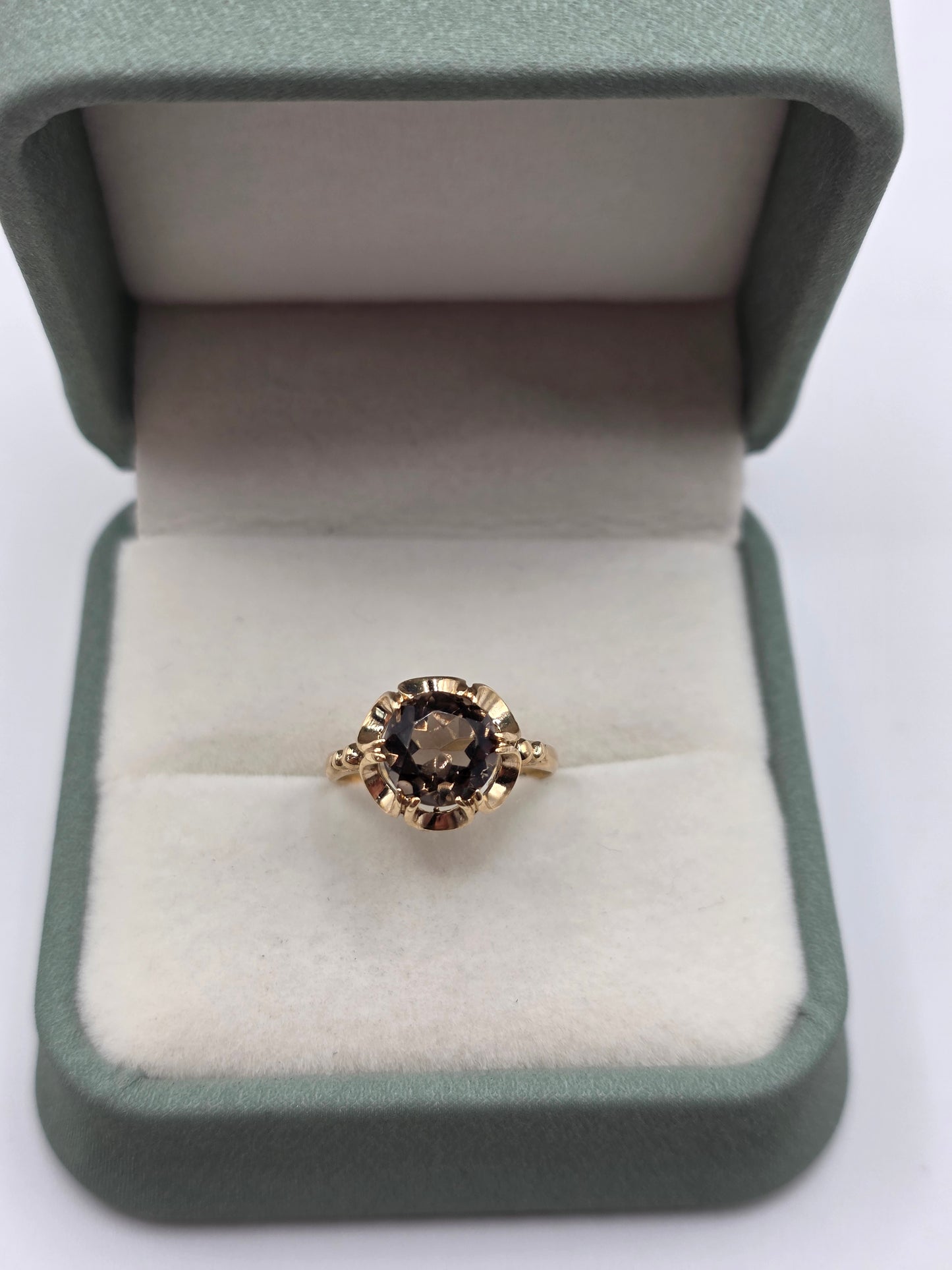 9ct gold smokey quartz ring