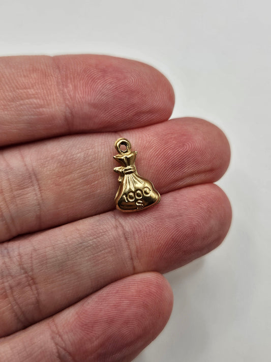 9ct gold money pouch charm