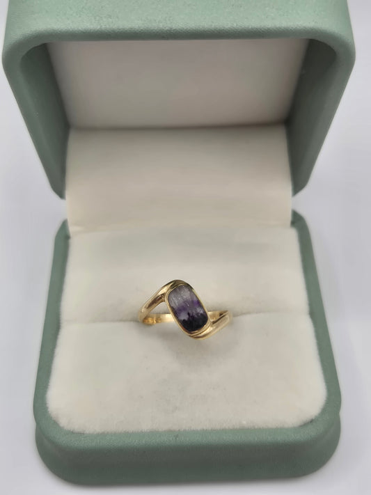 9ct gold Blue John ring