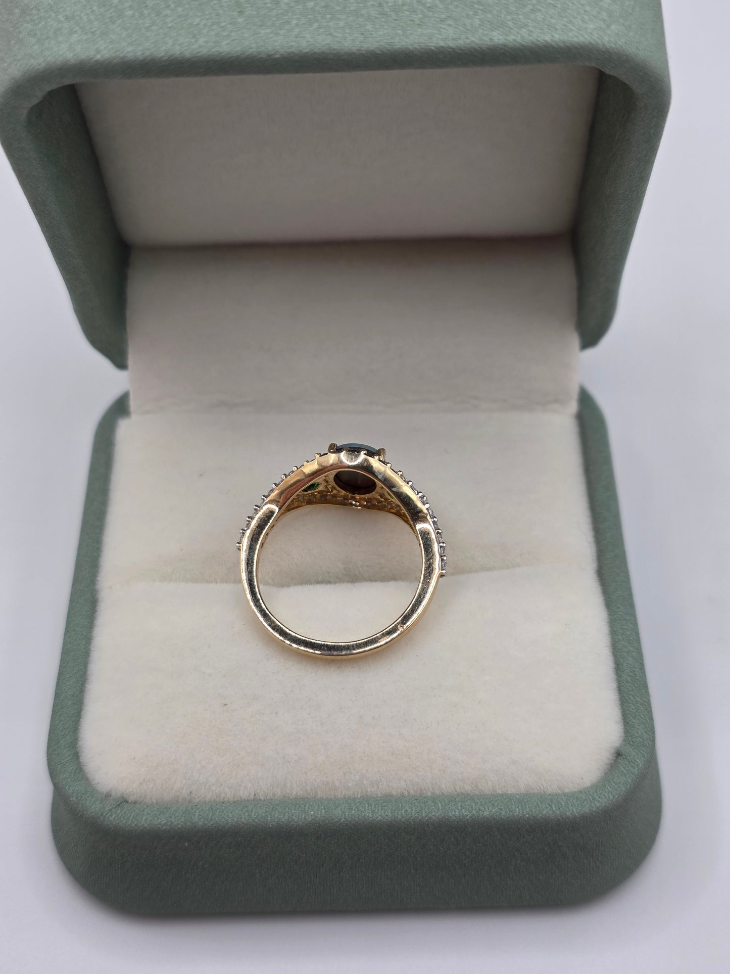 9ct gold opal doublet and multigem ring