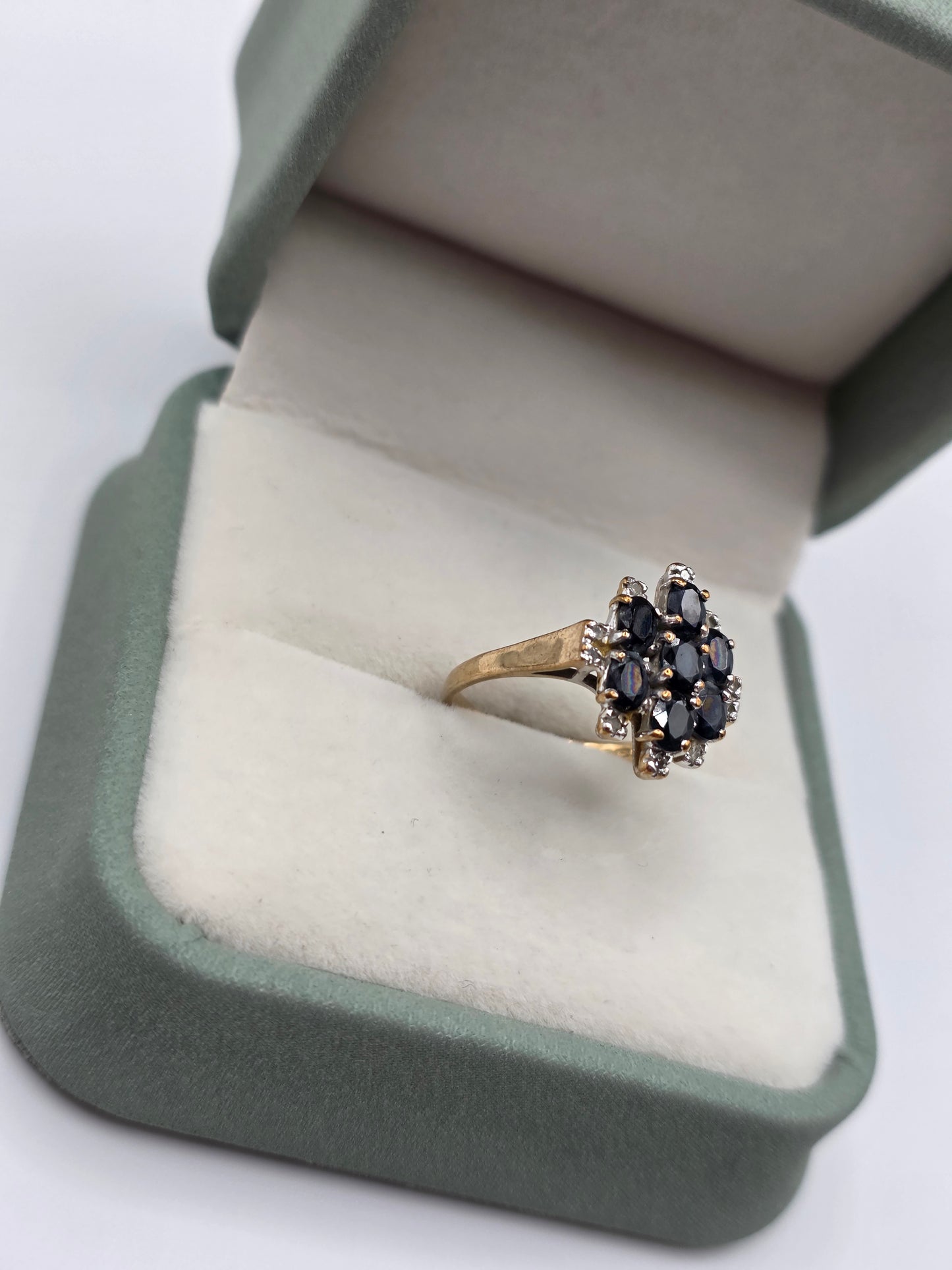 9ct gold sapphire and diamond ring