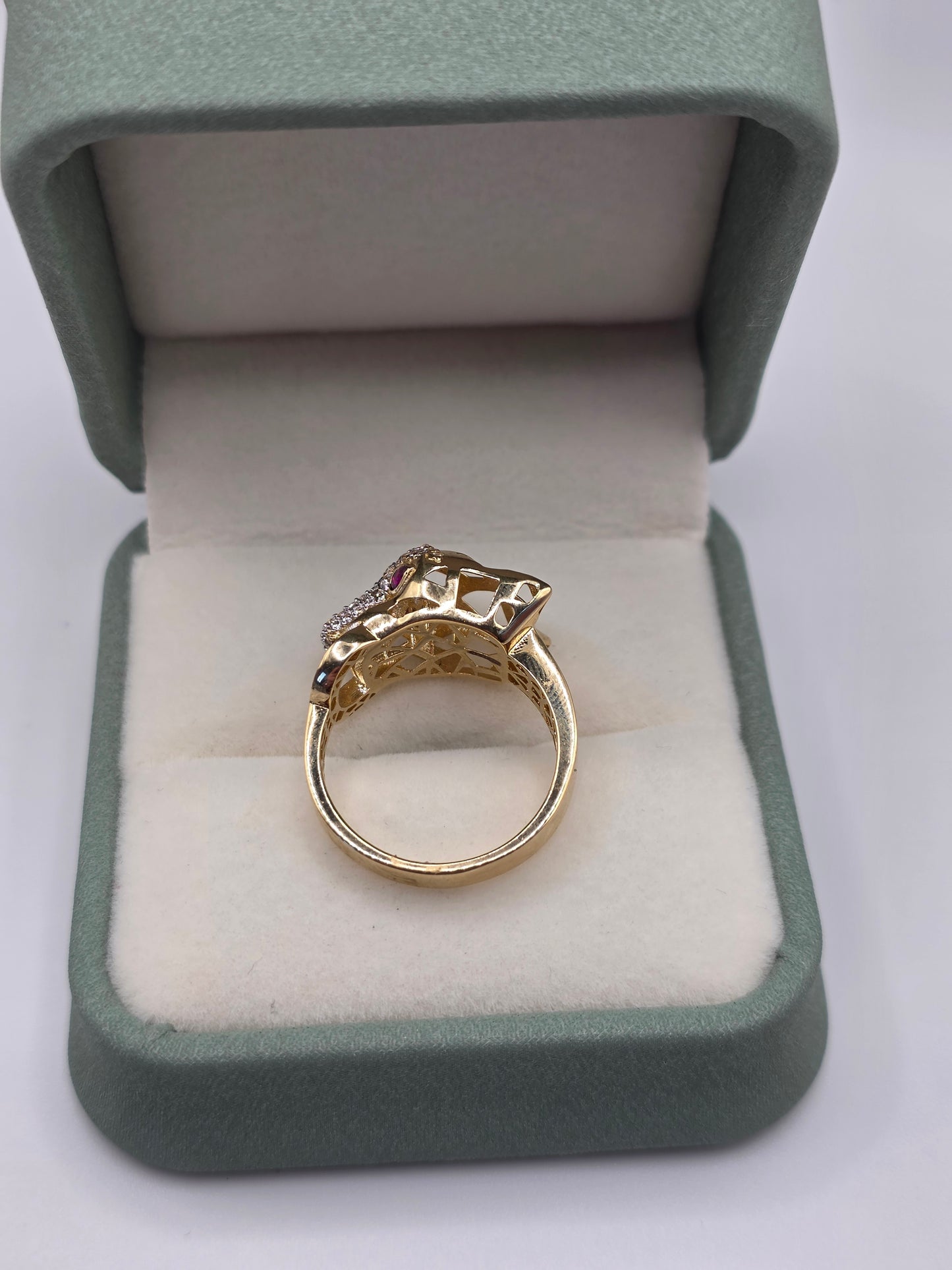 LAYAWAY - DO NOT BUY 14ct gold ruby and cz panther ring
