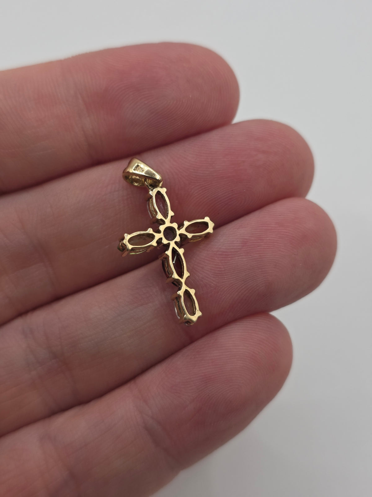 9ct gold multigem cross pendant