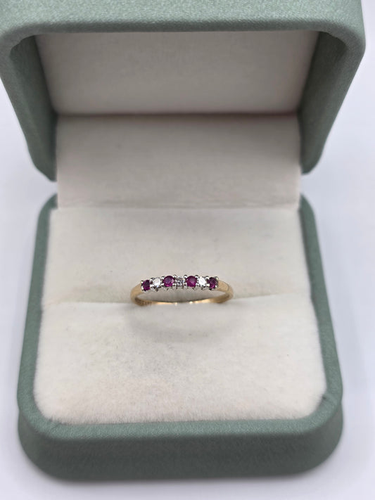 9ct gold ruby and diamond ring