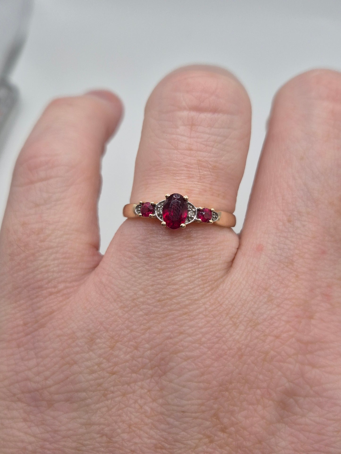 9ct gold ruby and diamond ring