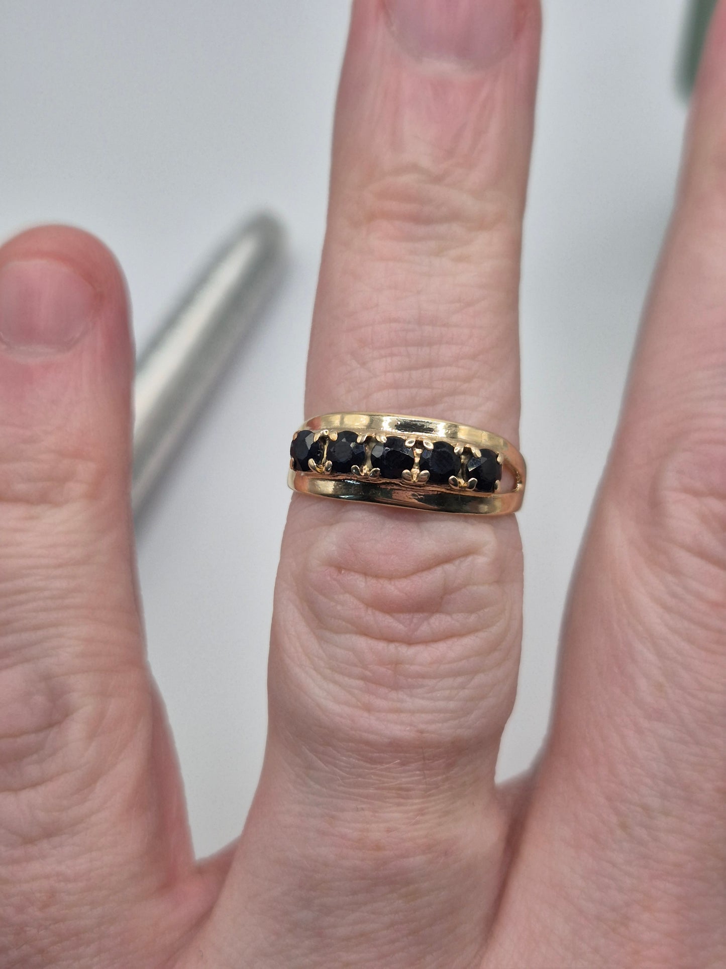 9ct gold sapphire half eternity ring