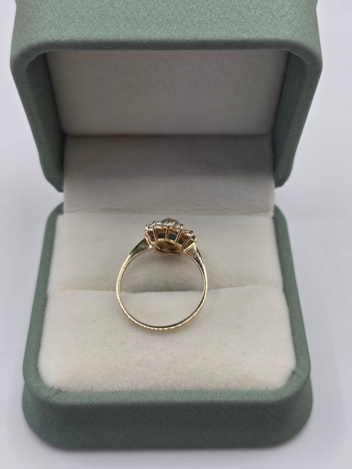9ct gold limoge and pearl ring