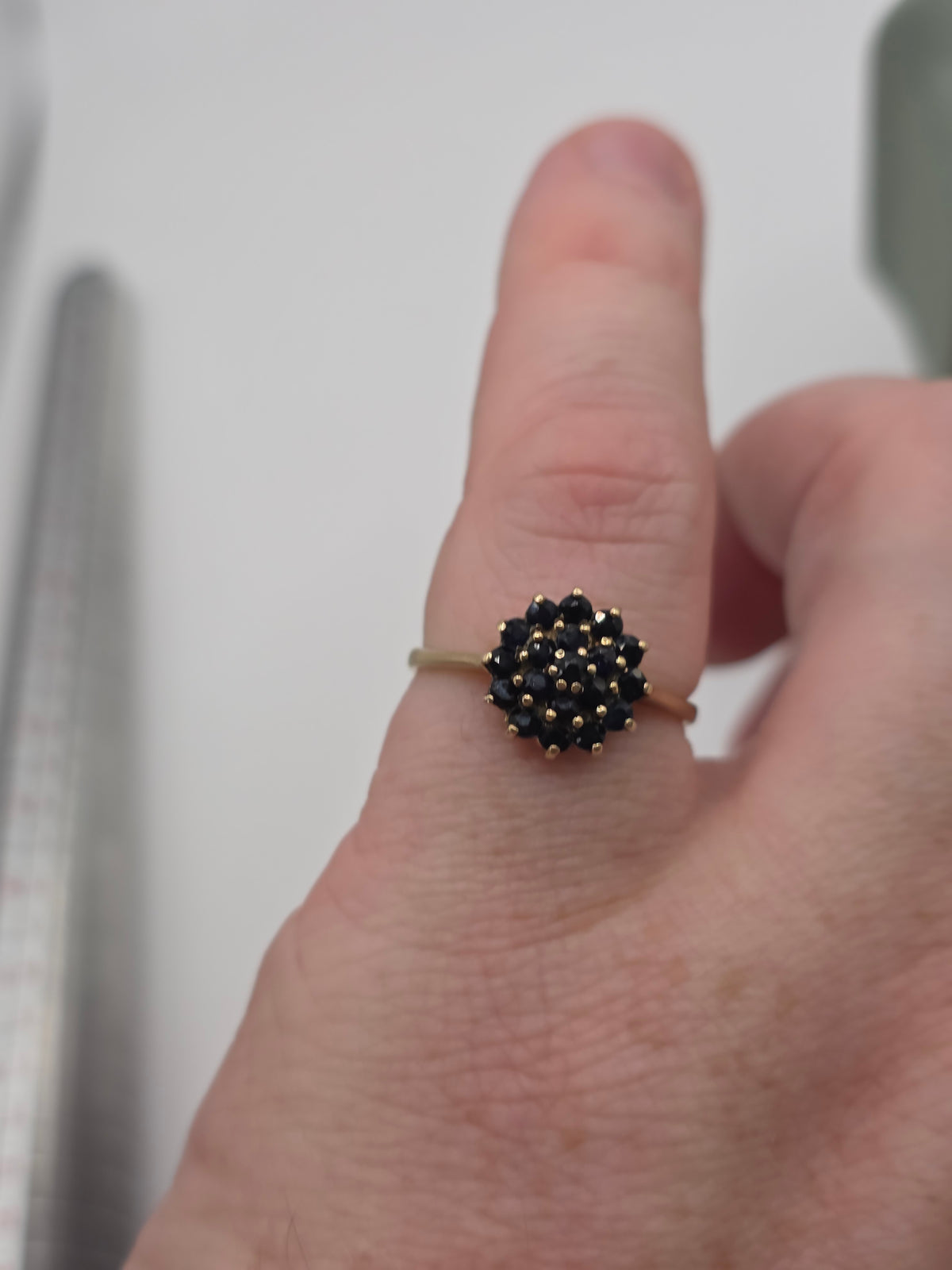 9ct gold black topaz ring