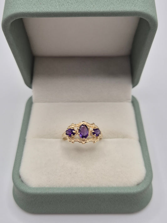 9ct gold amethyst ring