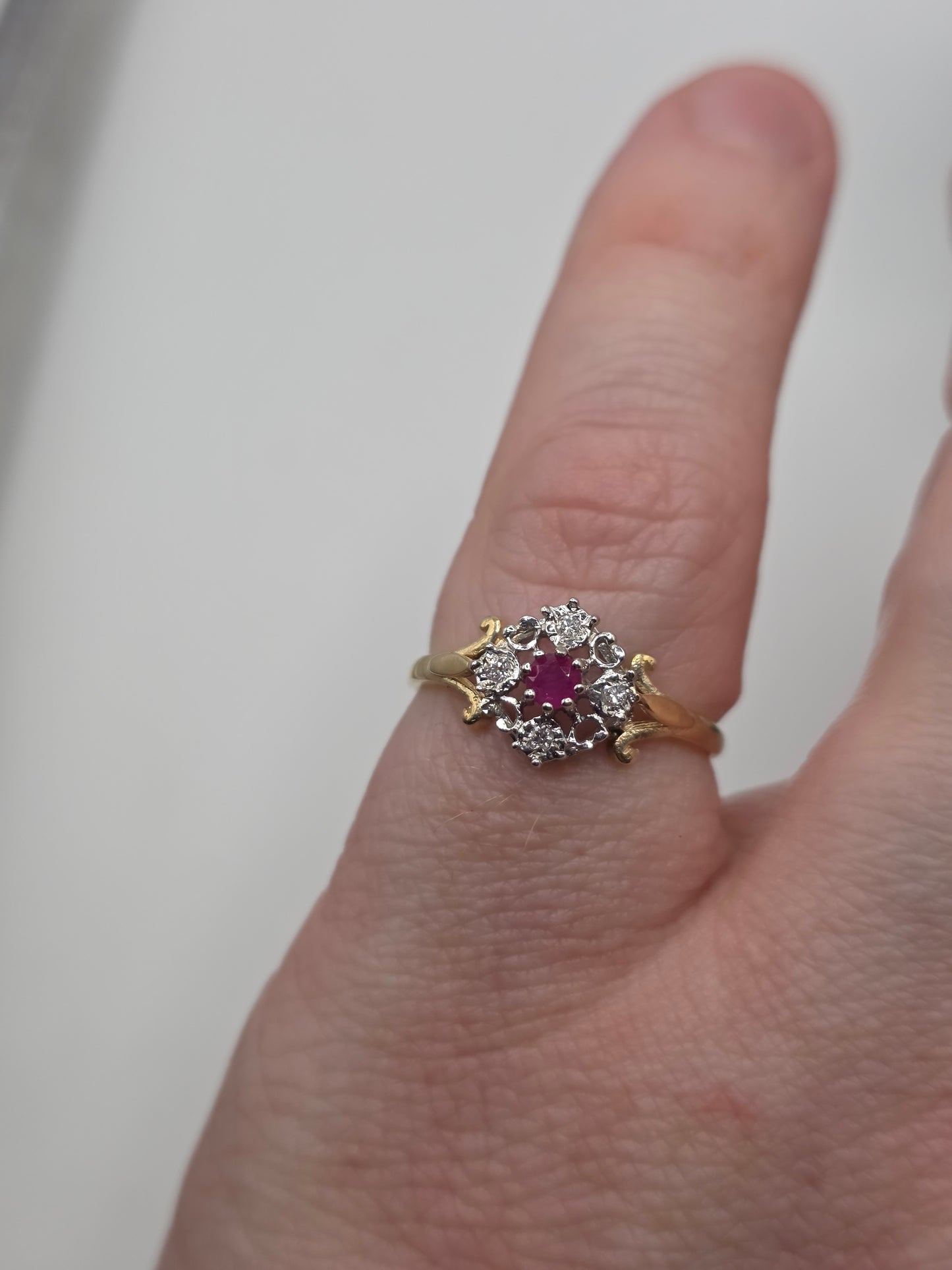 9ct gold ruby and diamond ring