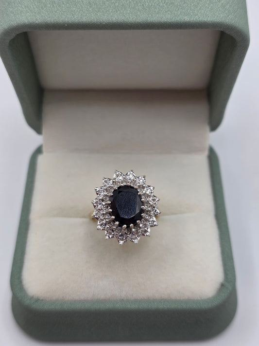9ct gold sapphire and diamond ring