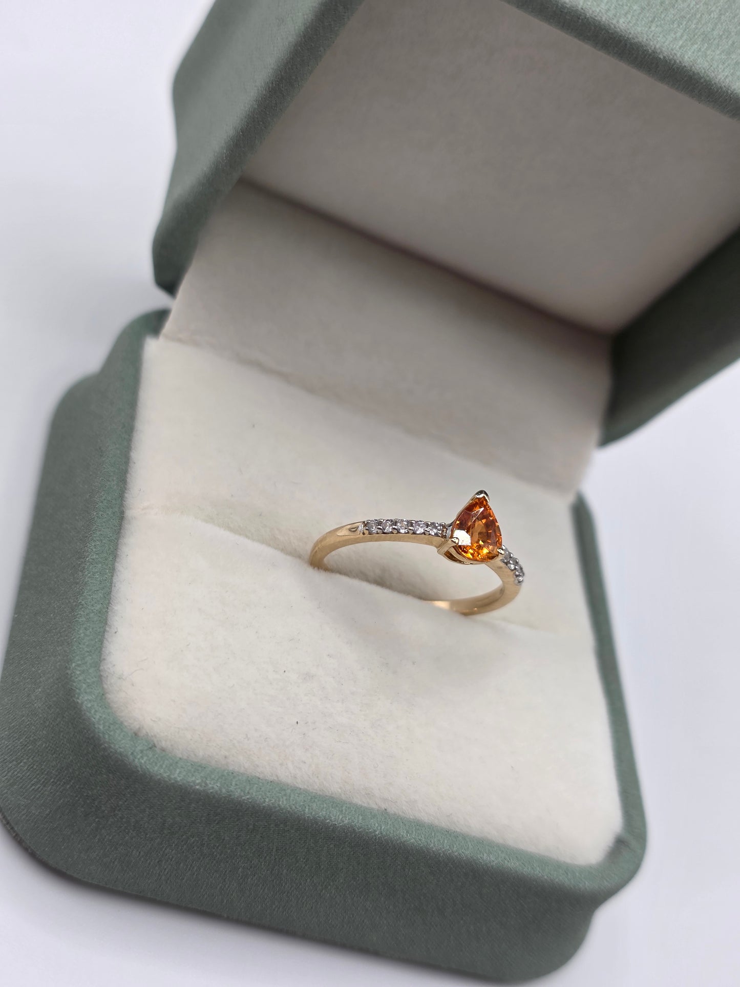 9ct gold orange garnet and white topaz ring