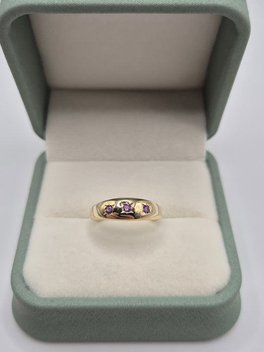 9ct gold amethyst gypsy ring