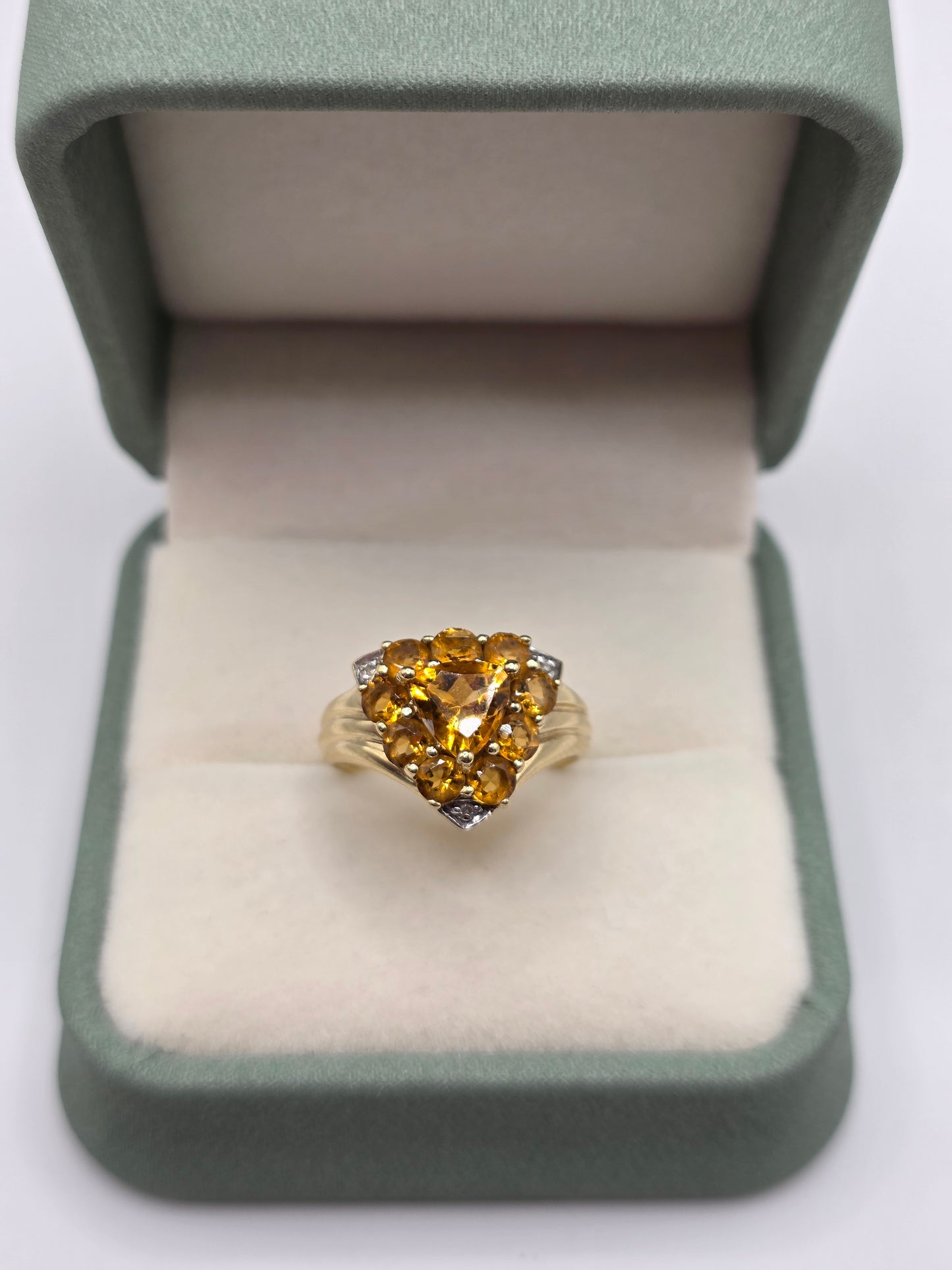 9ct gold citrine and diamond ring