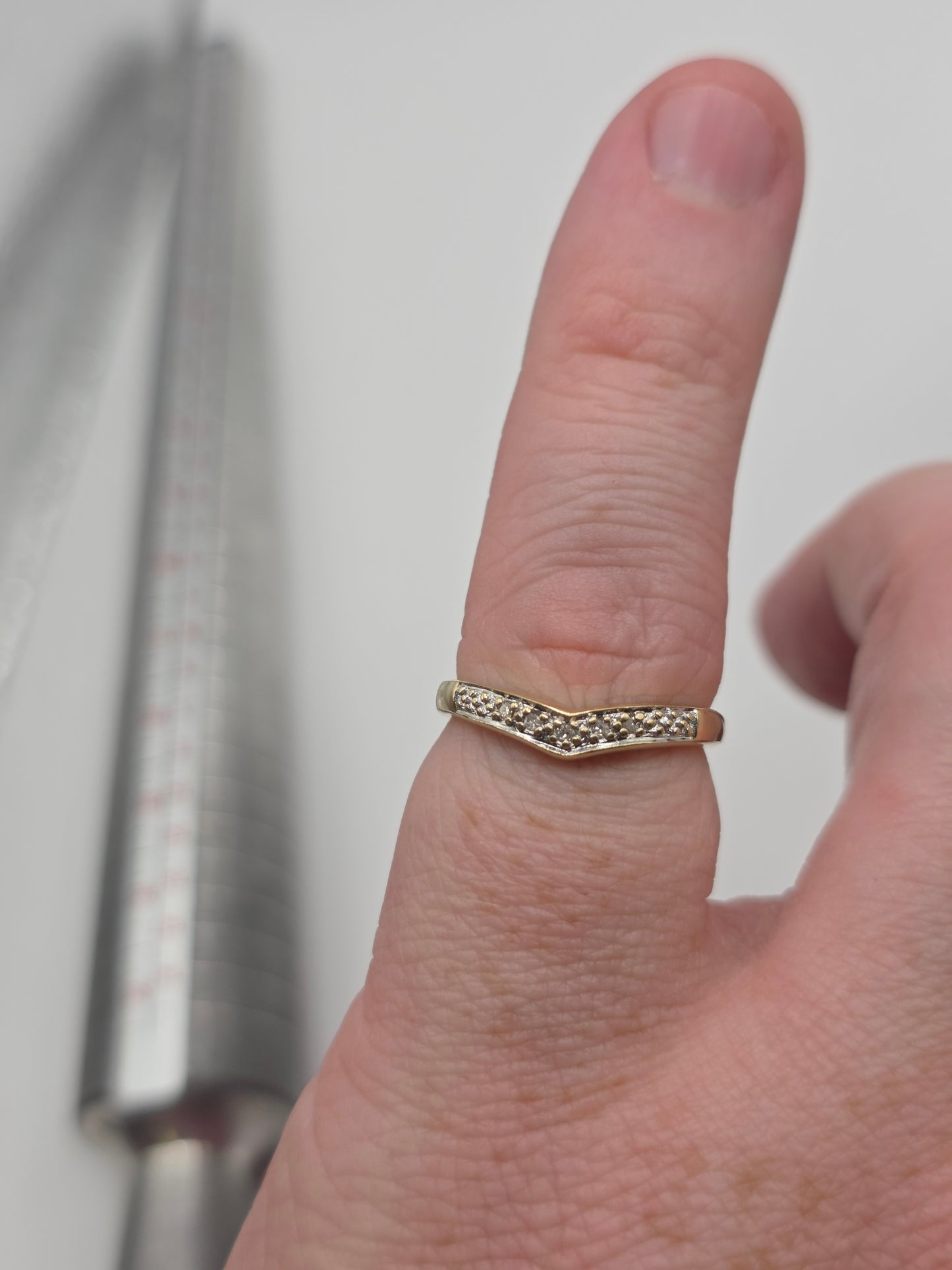 9ct gold diamond wishbone ring